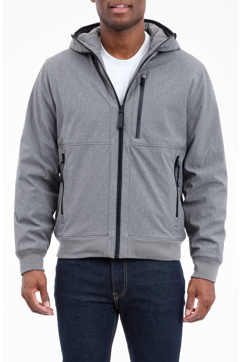 Hooded Soft Shell Jacket, Main, color, LT HEATHER GREY
