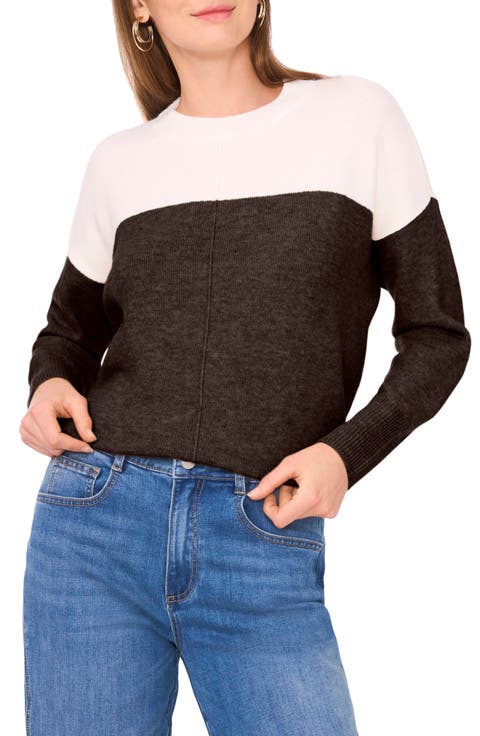 Extended Shoulder Colorblock Sweater