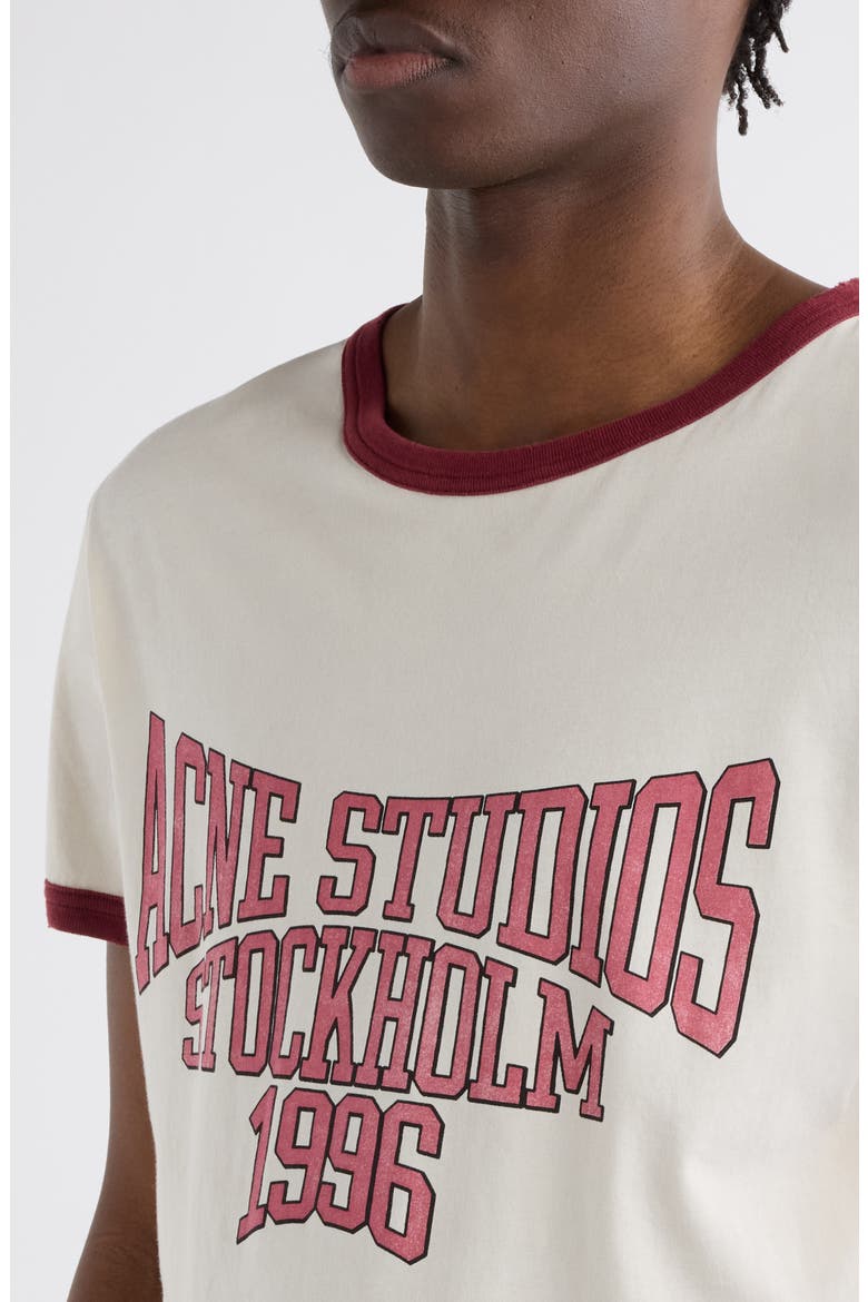Eram College Logo Ringer Graphic T-Shirt, Alternate, color, OFF WHITE/ BURGUNDY