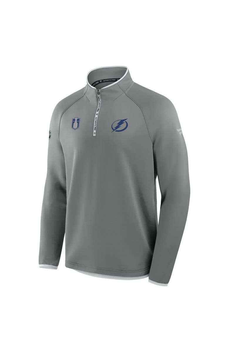 FANATICS Men's Fanatics Gray Tampa Bay Lightning 2025 Stanley Cup Playoffs Authentic Pro Fleece Quarter-Zip Pullover, Alternate, color, 