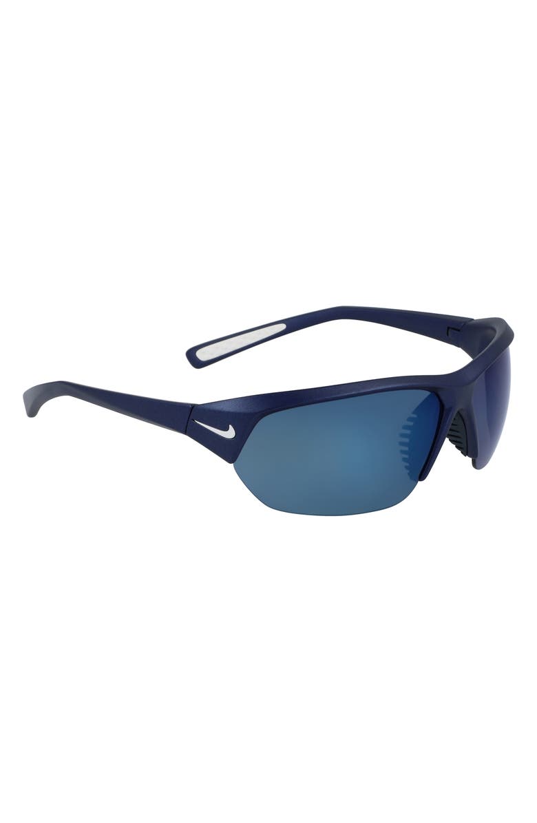 Nike Skylon Ace 69mm Wrap Sunglasses, Alternate, color, Matt Obsidian/ Grey W/ Blue F