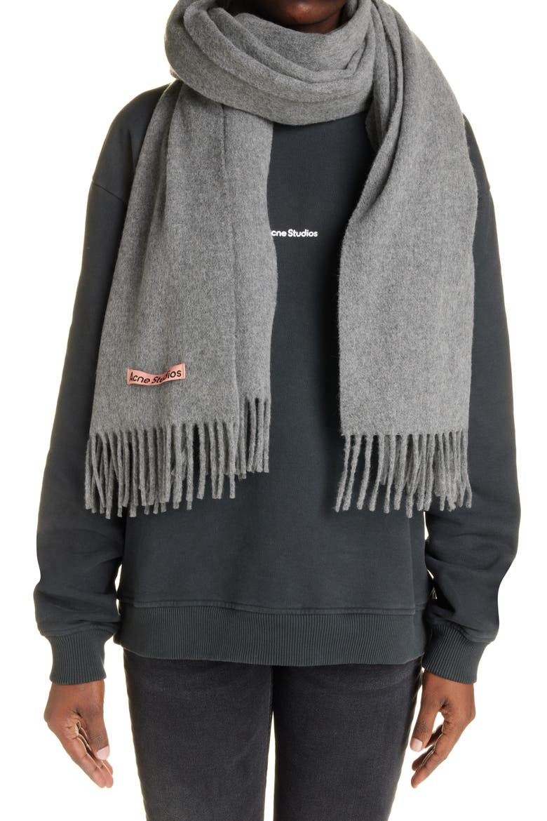 Canada Fringe Scarf, Alternate, color, LIGHT GREY MELANGE