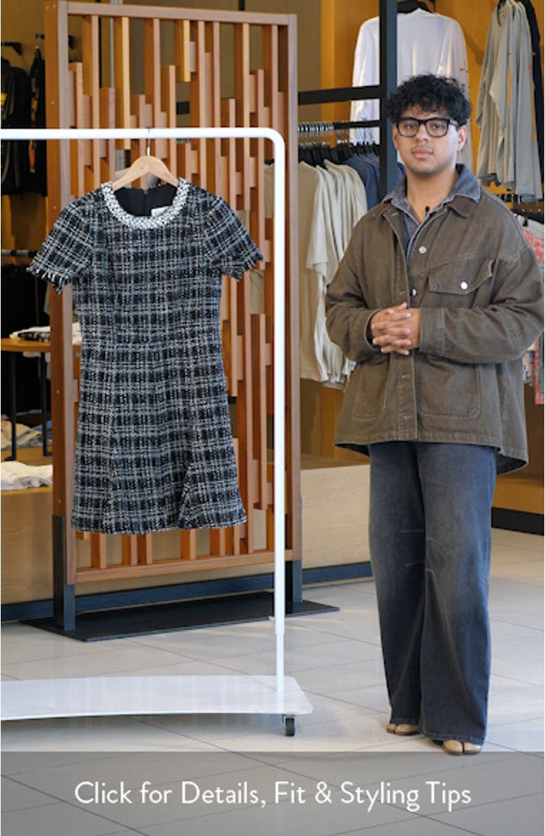 Rhinestone Trim Fit & Flare Tweed Dress, sales video thumbnail