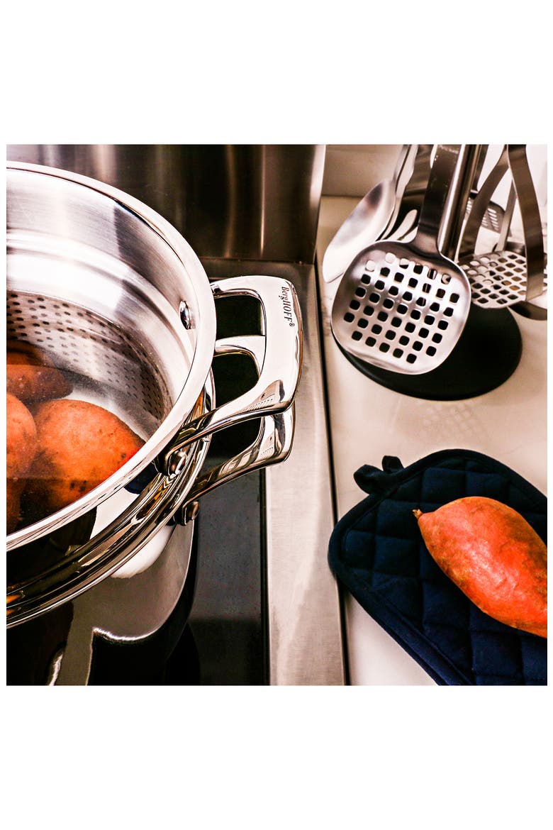 Professional Tri-Ply Stainless Steel Pasta Strainer, Alternate, color, SILVER