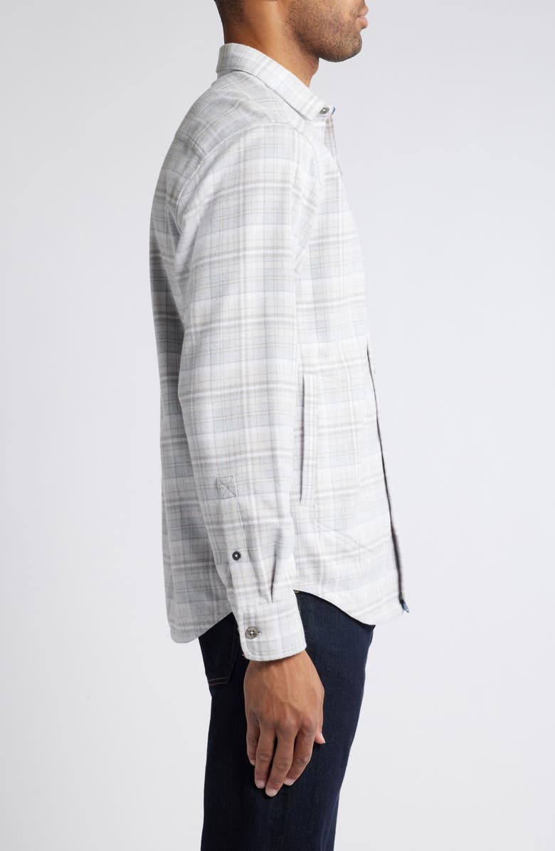 Tommy Bahama Coastal Vibes Plaid Cotton Flannel Button-Up Shirt, Alternate, color, Summer Grey