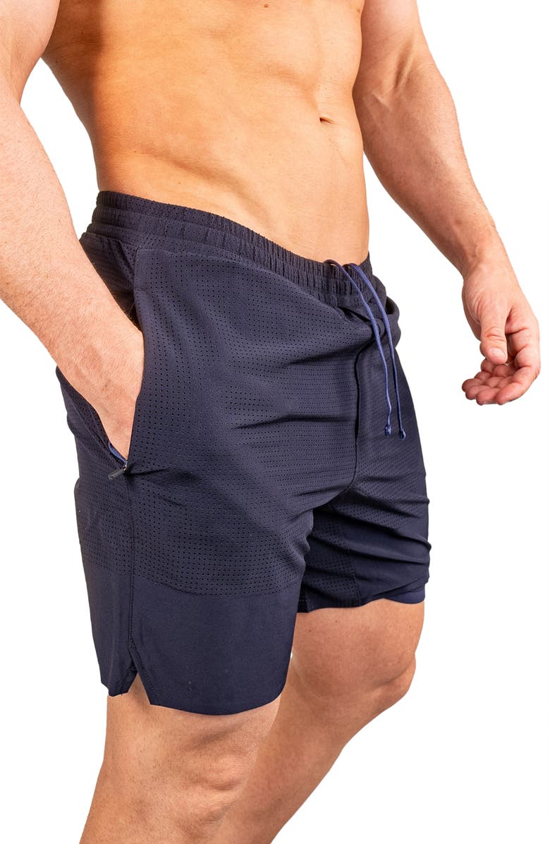 Maceoo Perforated Training Shorts, Alternate, color, Blue