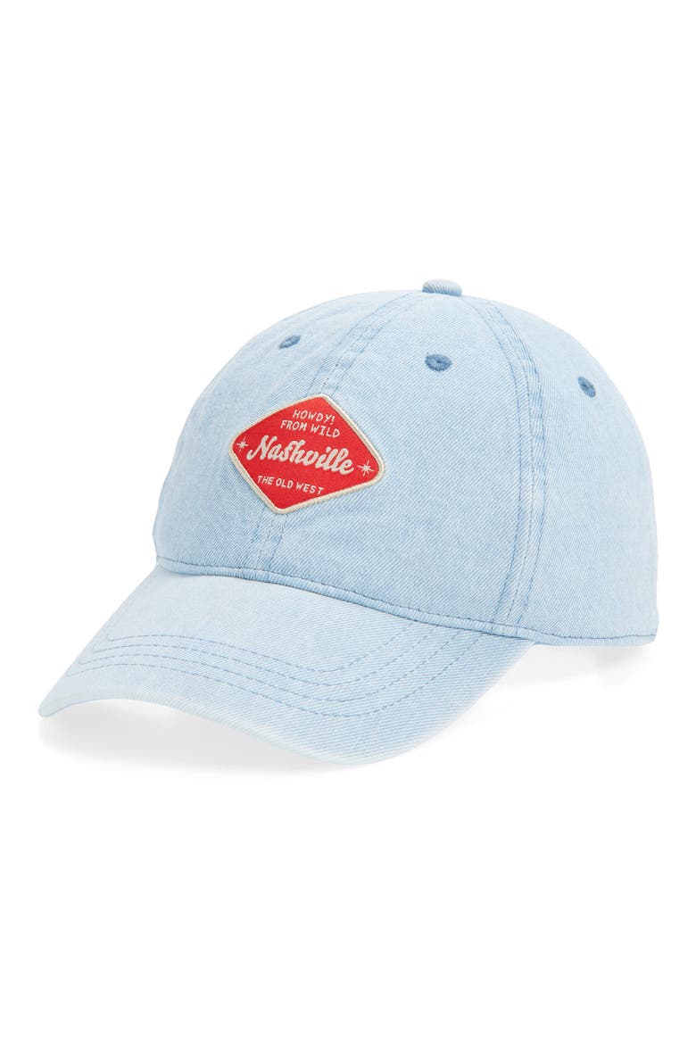 Denim Graphic Baseball Cap, Main, color, MEDIUM WASH