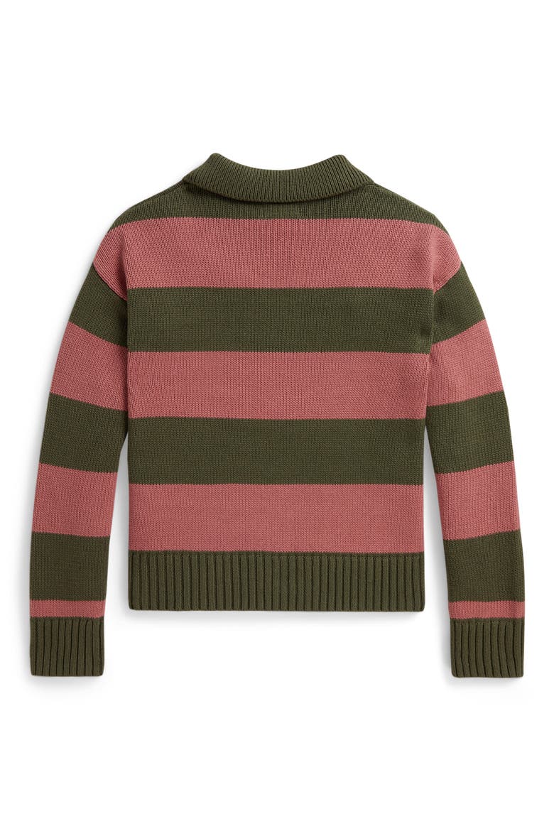 Kids' Striped Long Sleeve Cotton Polo Sweater, Alternate, color, MULTI