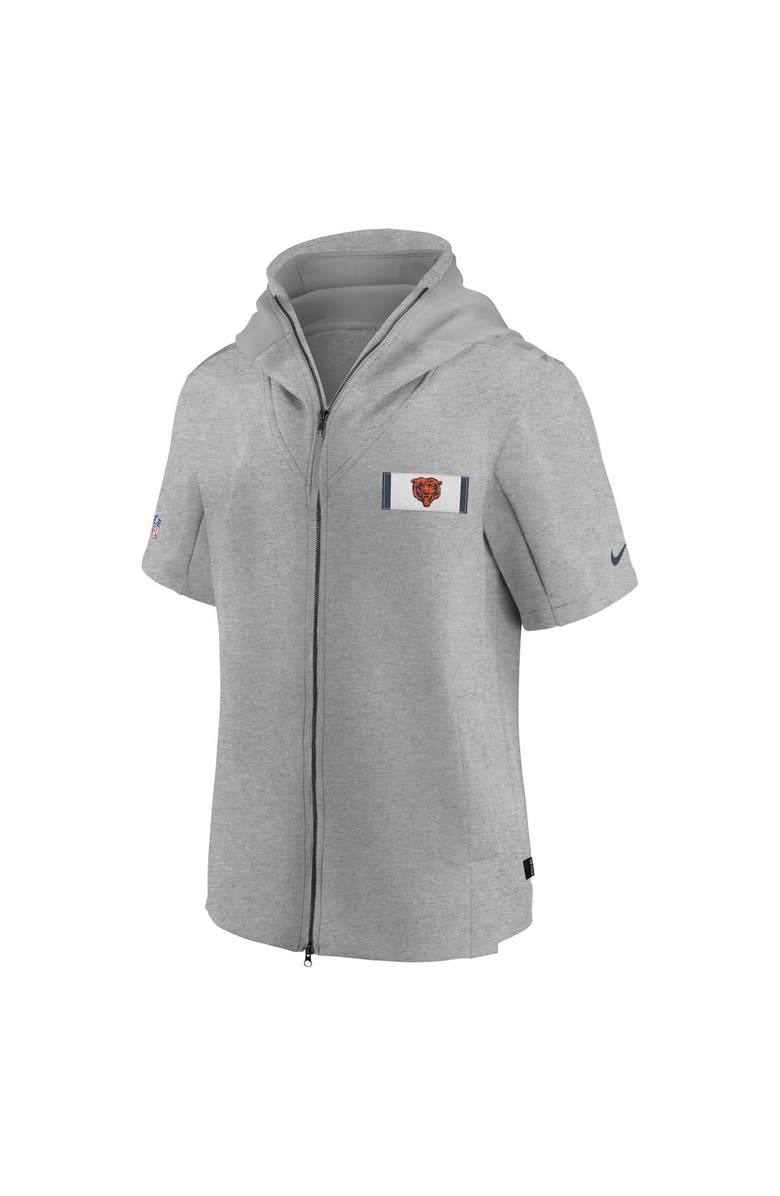 Nike Men's Nike Heathered Gray Chicago Bears Sideline Showout Short Sleeve Full-Zip Hoodie Jacket, Alternate, color,