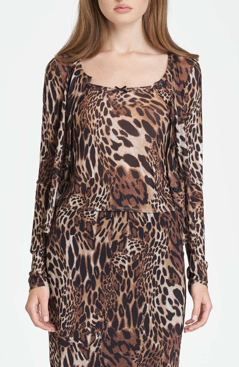 WAYF Maude Camisole & Cardigan Set, Main, color, Leopard Print