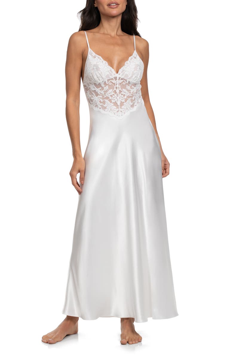 In Bloom by Jonquil Lorena Lace & Satin Nightgown, Main, color, Ivory