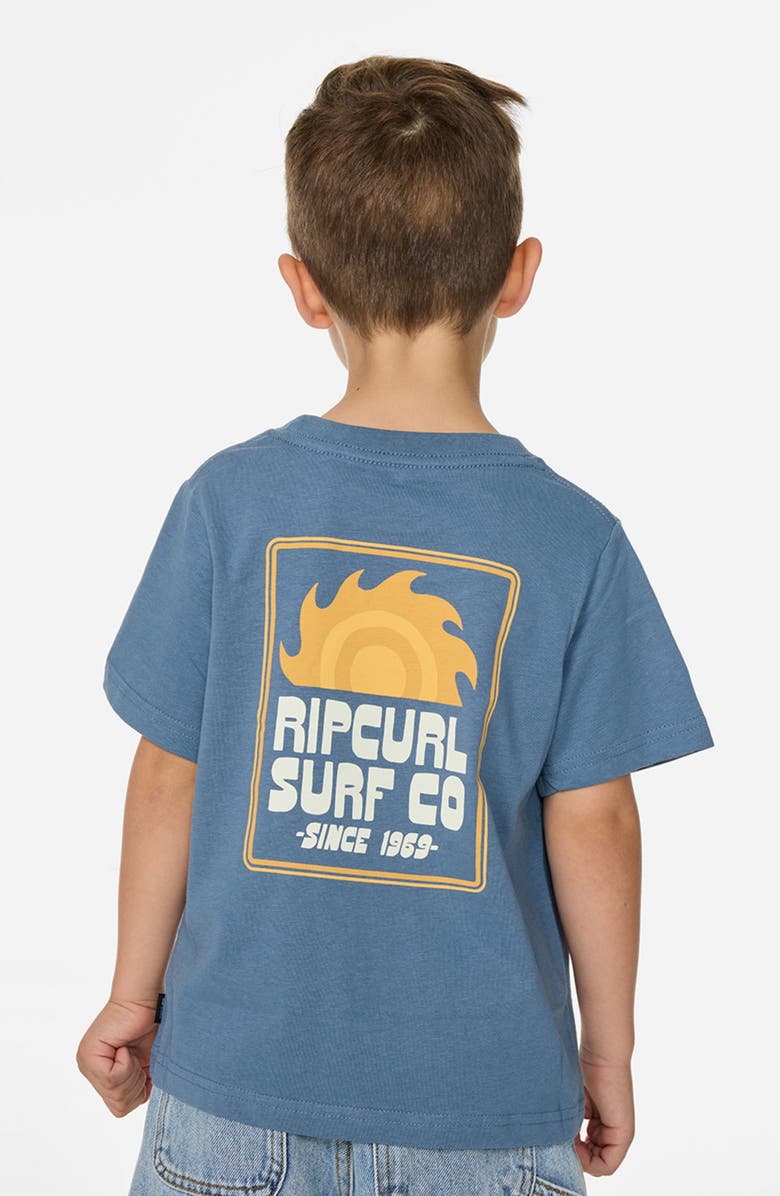 Rip Curl Kids' Pacific Rinse Sunrise Cotton Graphic T-Shirt, Alternate, color, Bluefin