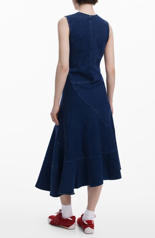 Desigual Sleeveless Asymmetric Hem Denim Dress In Blue