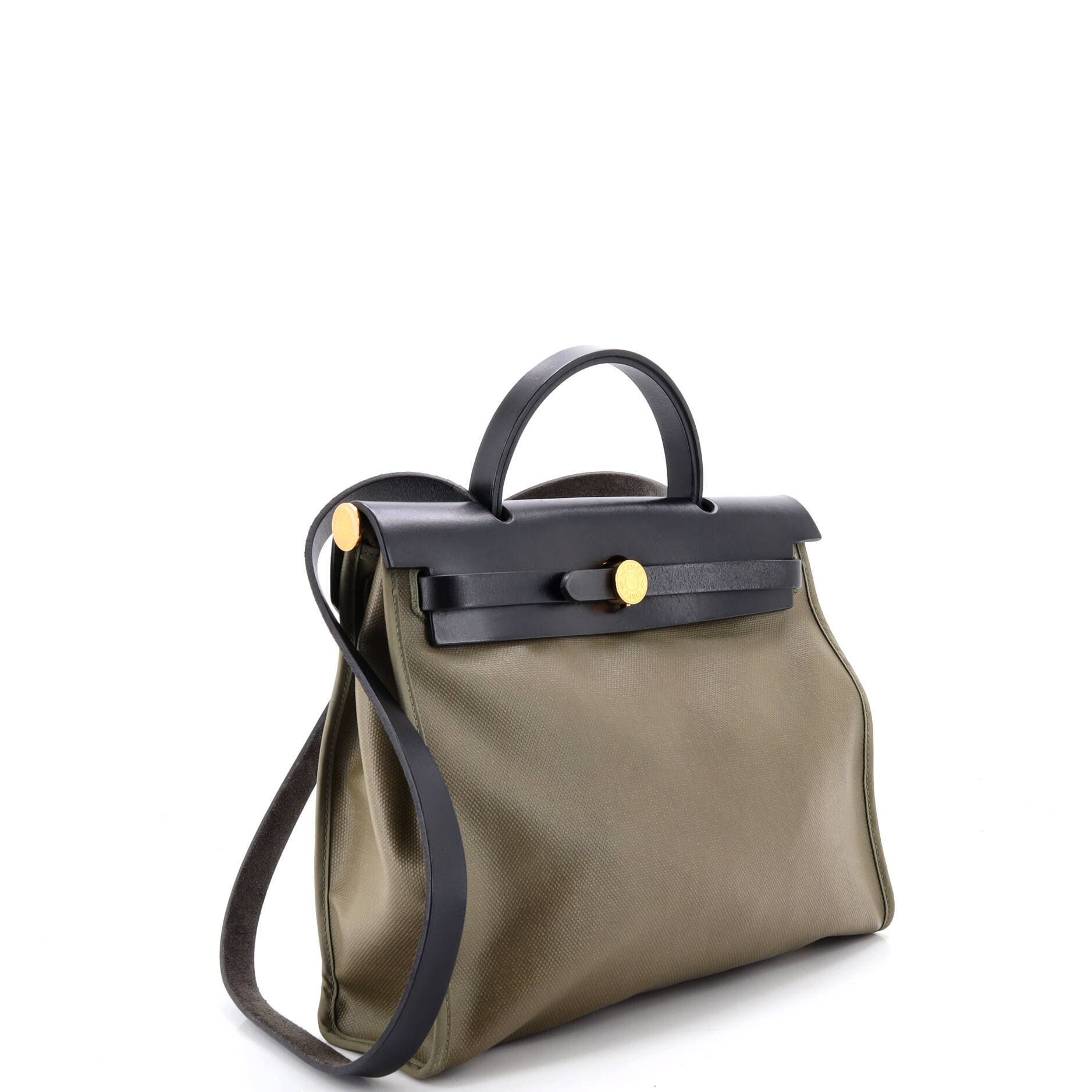 Pre-Owned Hermes Herbag Zip Leather and Toile 31, Alternate, color, Lichen