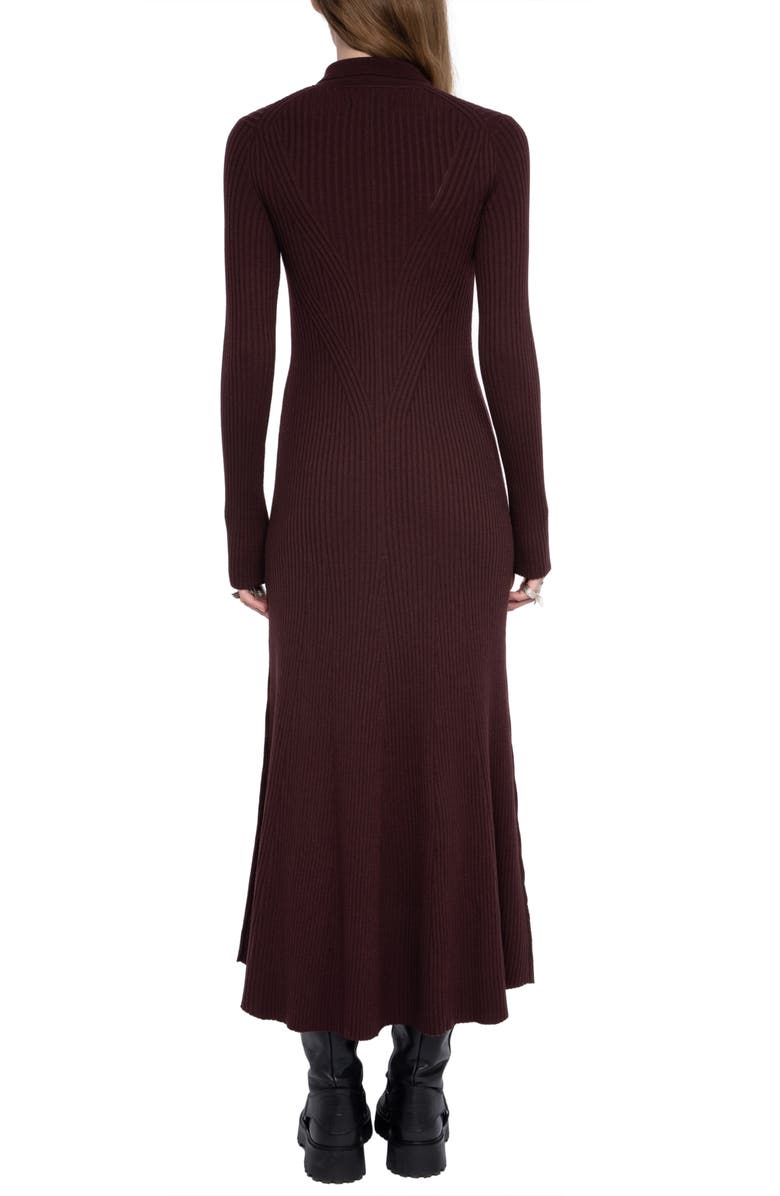 Zadig & Voltaire Lysasa Crystal Button Long Sleeve Merino Wool Blend Sweater Dress, Alternate, color, Burgundy
