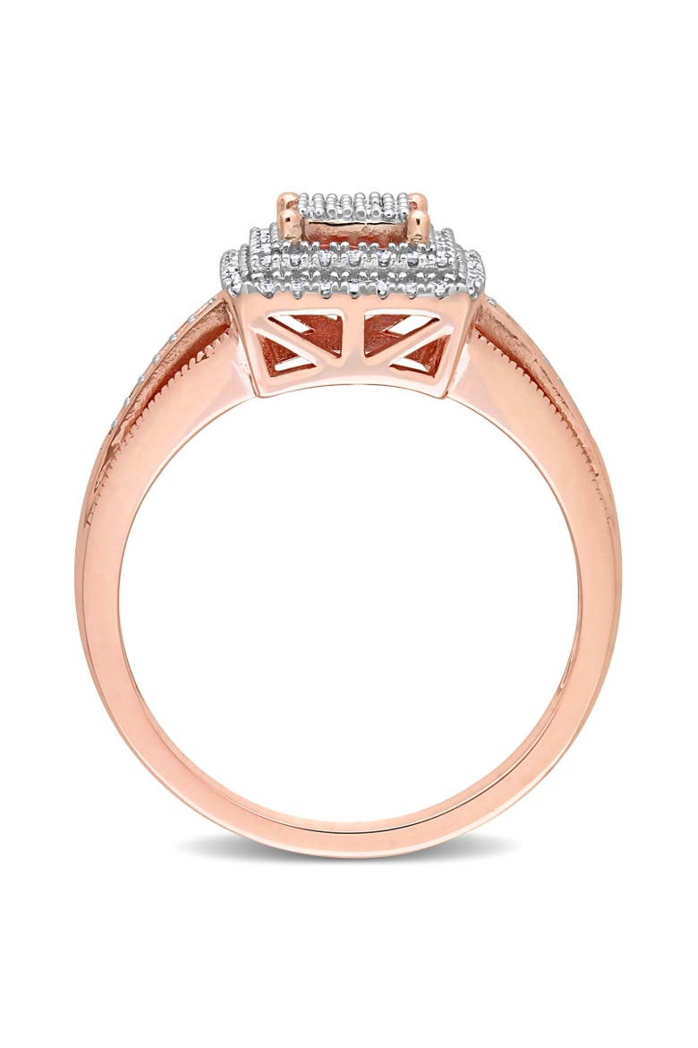 Diamond Cluster Square Split Shank Ring 10k, Alternate, color, 10k Rose Gold