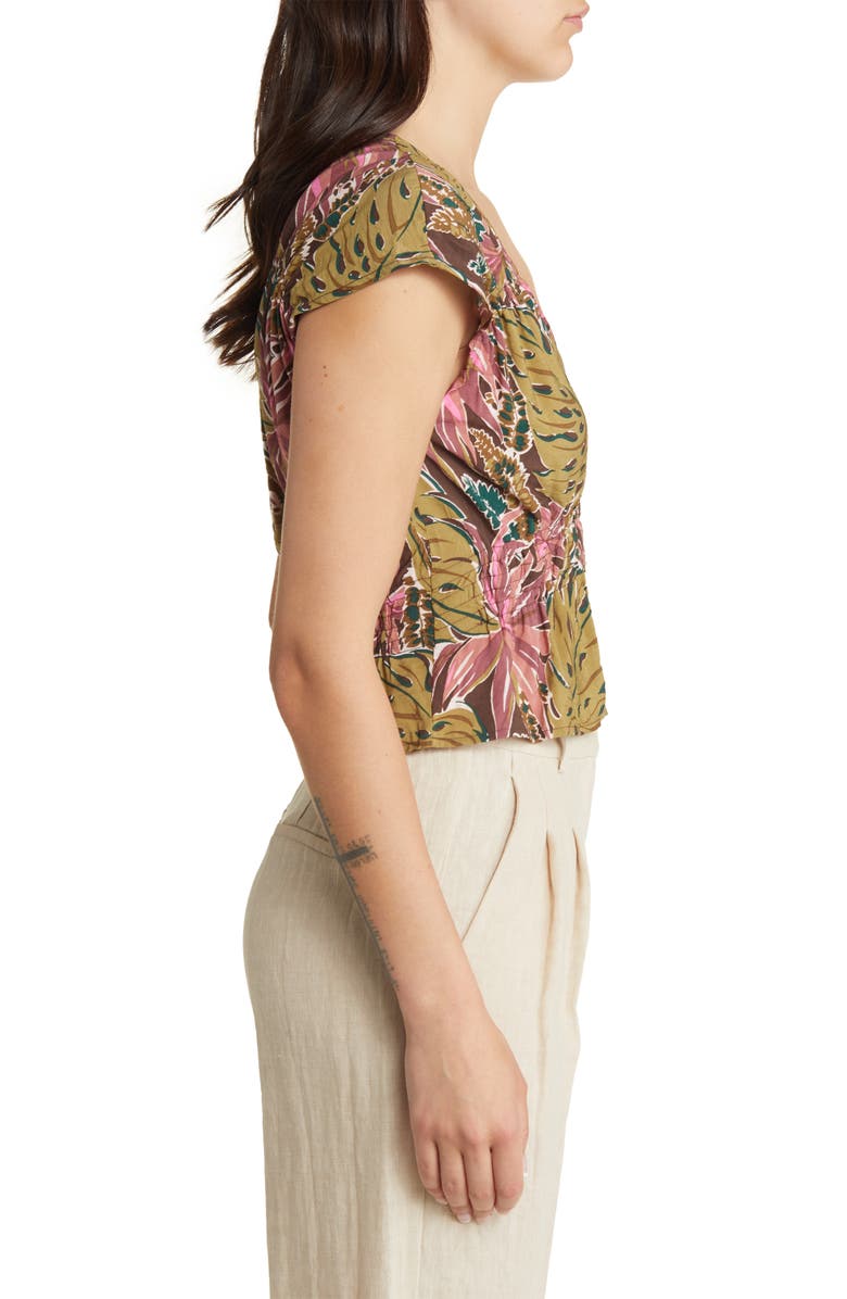 Madewell Cap Sleeve Shirred Top, Alternate, color, 