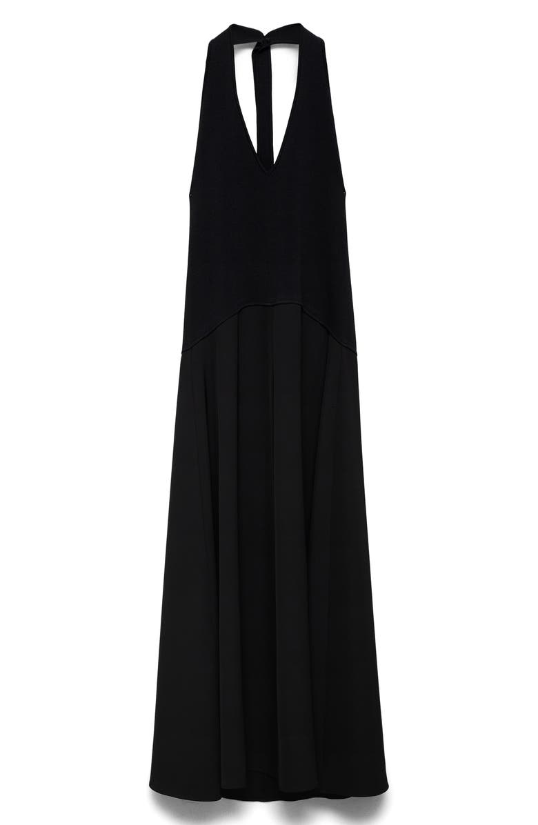 MANGO Halter Maxi Dress, Main, color, Black