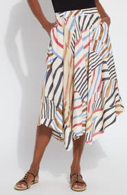 Lysse Lorenza Mixed Stripe Satin Handkerchief Hem Skirt