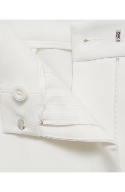 Shop Mango Pleated Straight Leg Ankle Pants In White