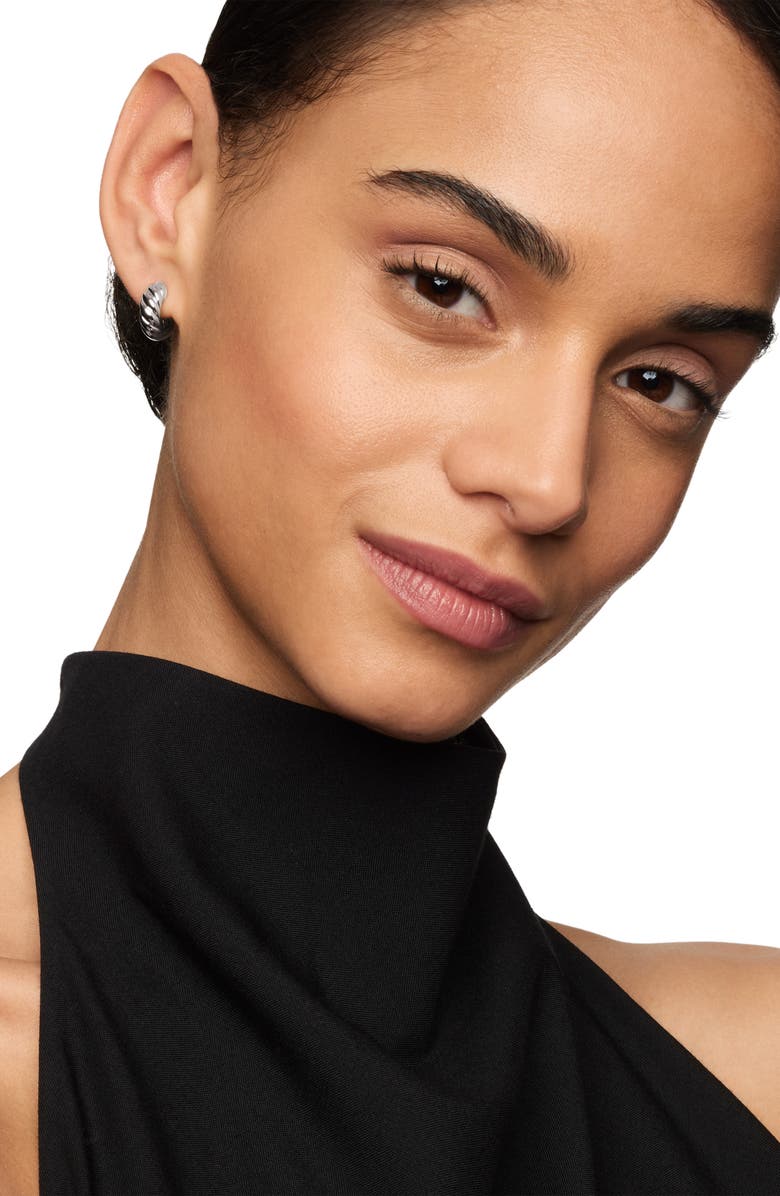 David Yurman Sculpted Cable Hoop Earrings in Sterling Silver, Alternate, color, Sterling Silver