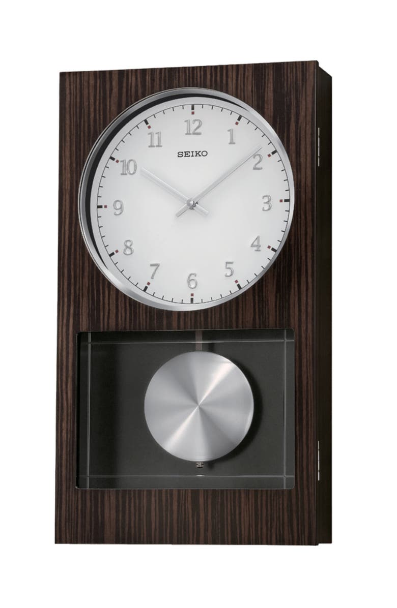 Seiko Modern Pendulum Chime Clock, Main, color, Brown