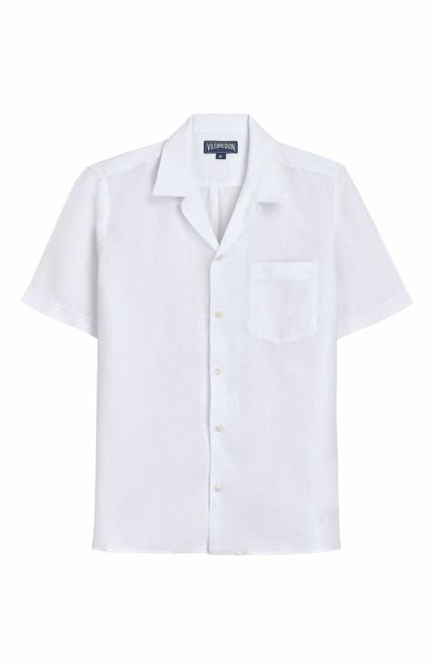 Men's Linen Solid Bowling Shirt