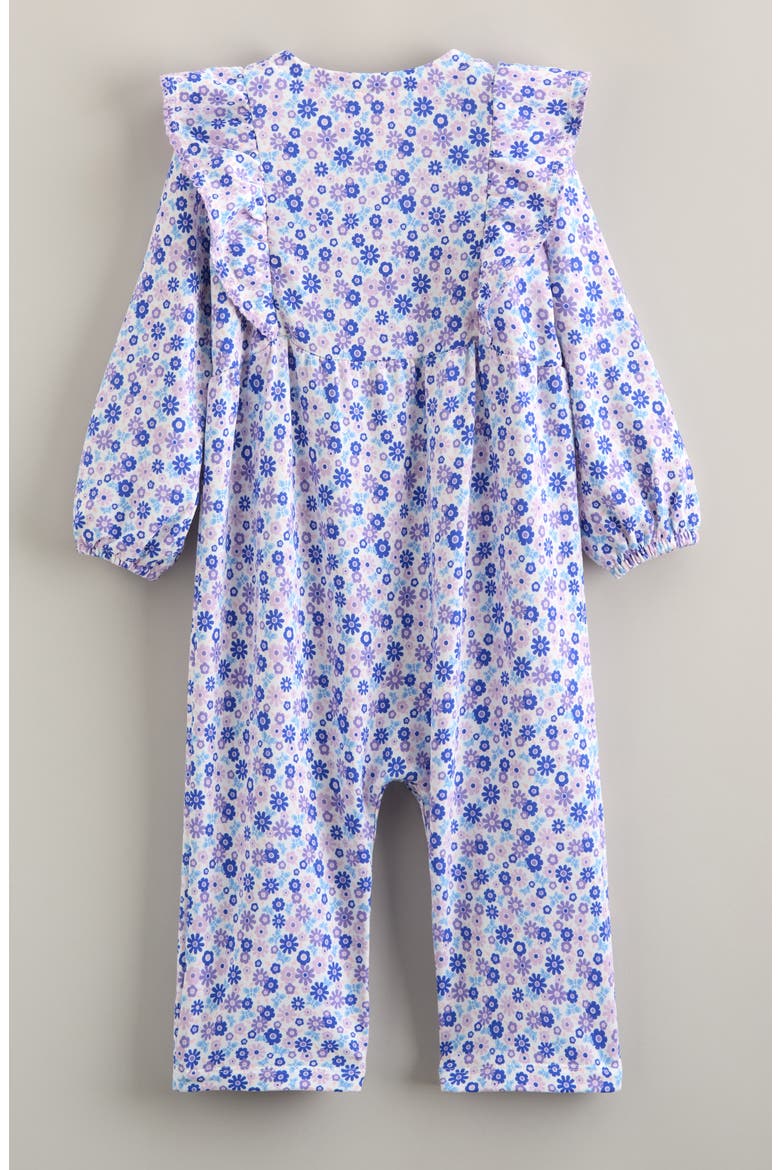 Floral Print Ruffle Romper, Alternate, color, WHITE BUTTERFLY GARDEN