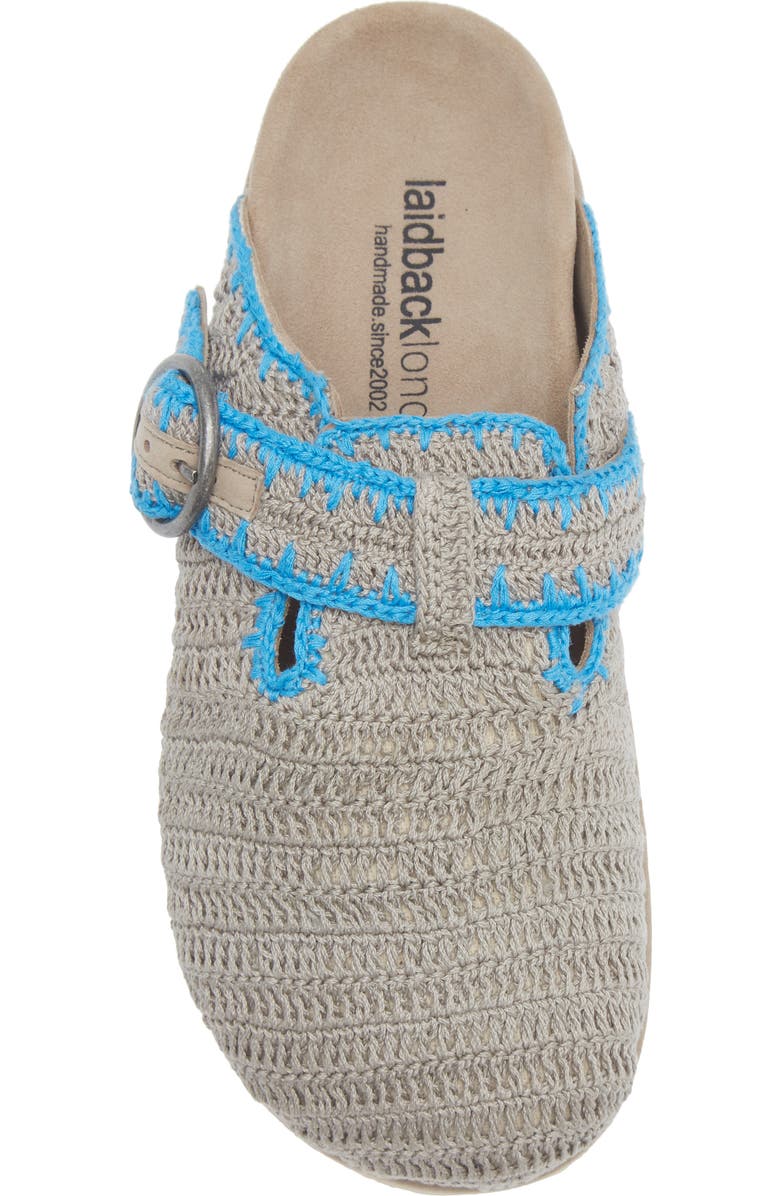 Laidback London Drift Crochet Slide Sandal, Alternate, color, Light Grey / Neon Blue