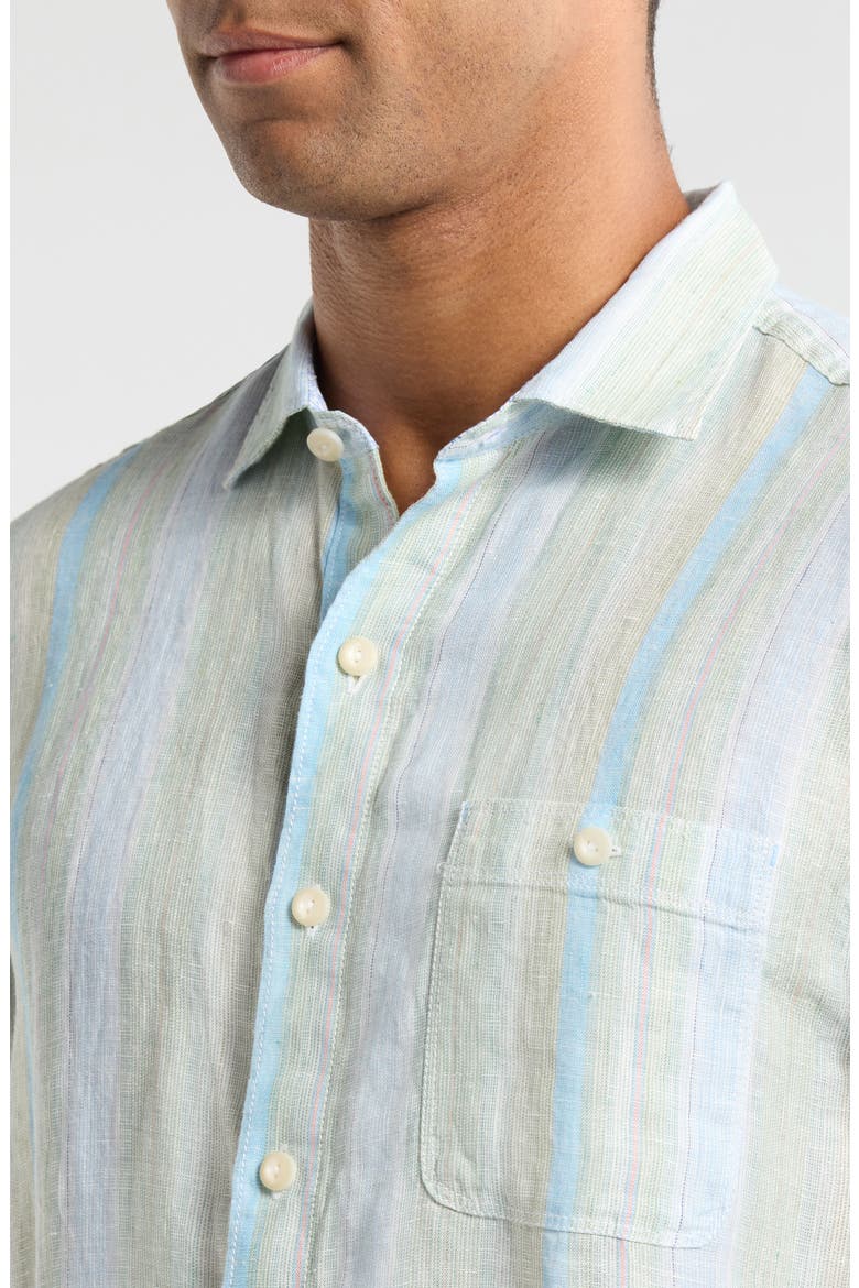 Delgada Stripe Linen Button-Up Shirt, Alternate, color, HEMP