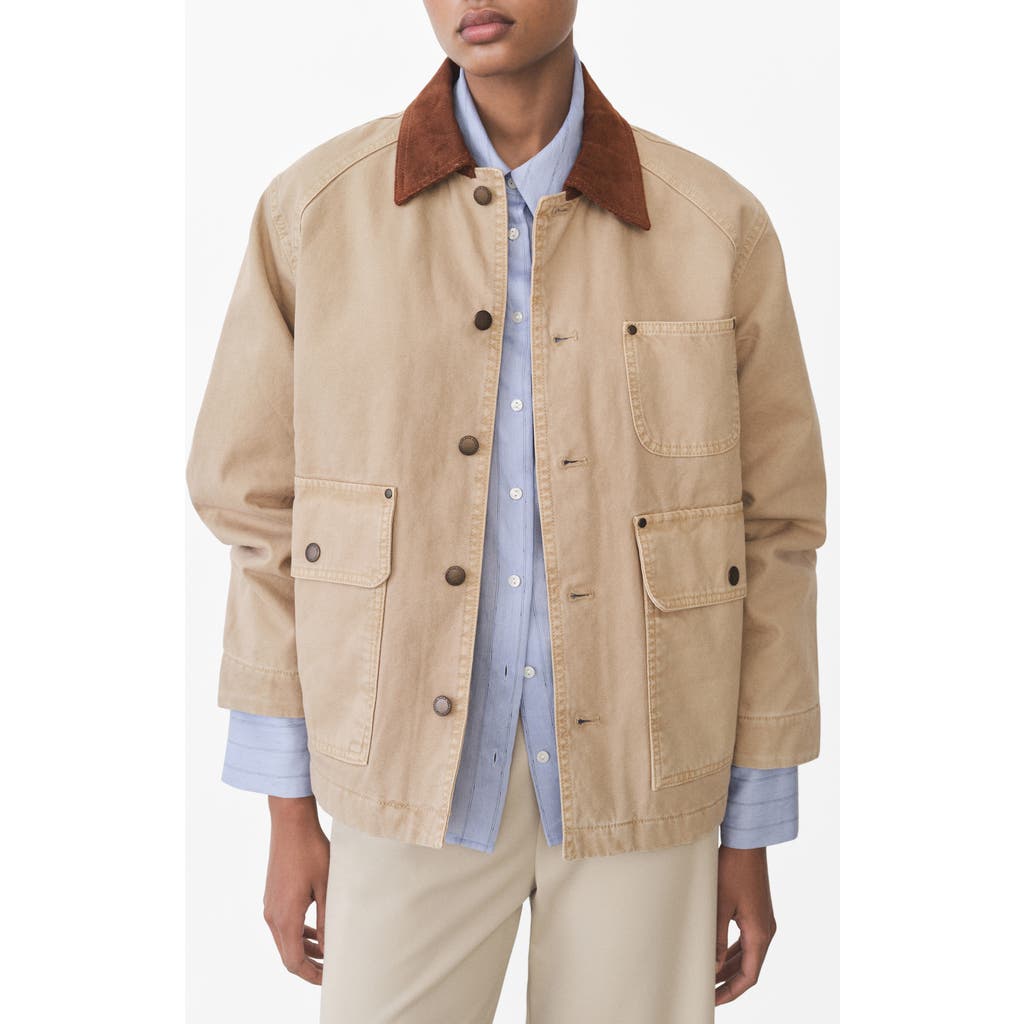 Mango Rio Cotton Twill Barn Jacket In Sand