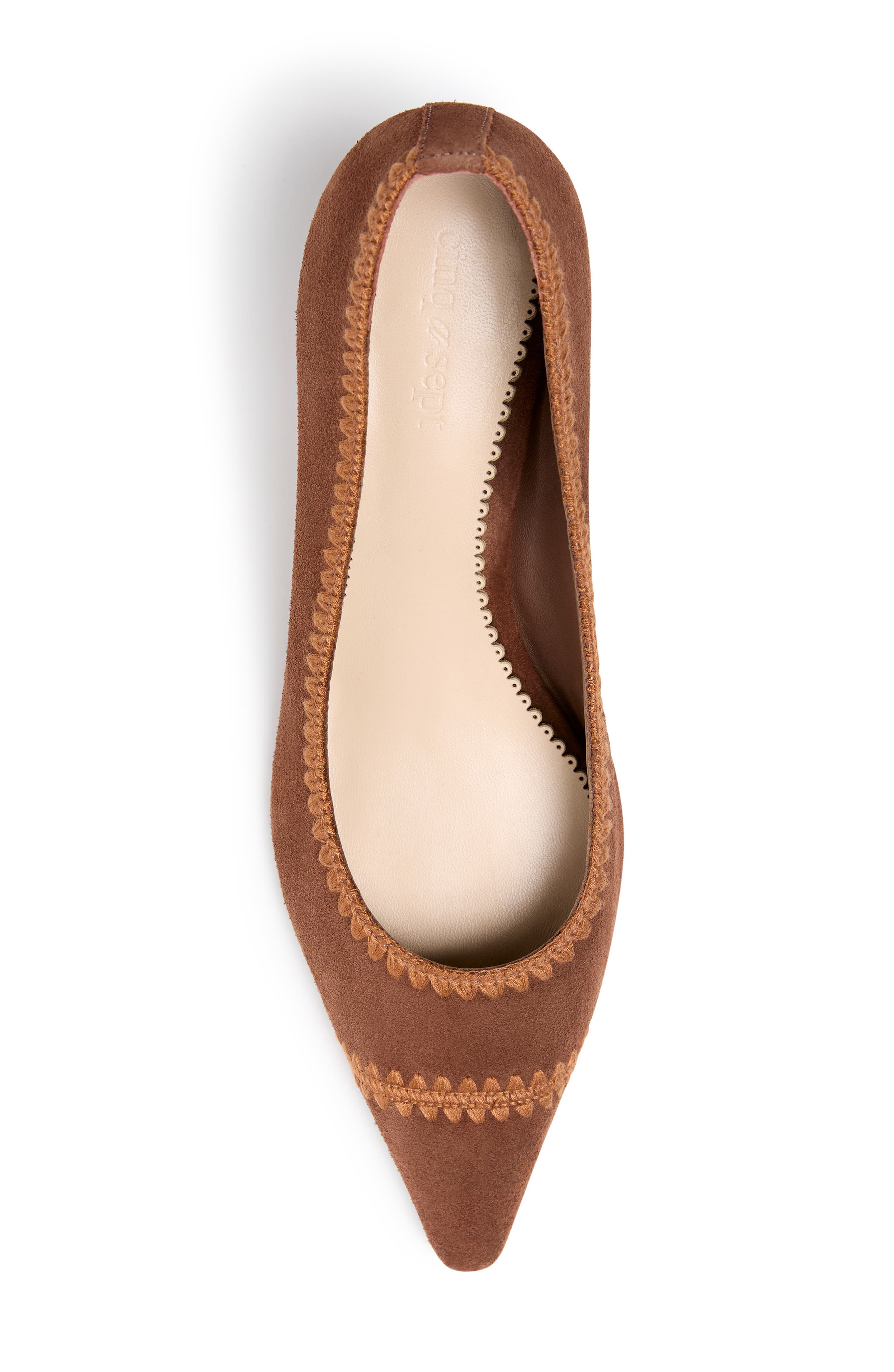 Cinq à Sept Stellah Embroidery Pointed Toe Pump, Alternate, color, Dark Sepia
