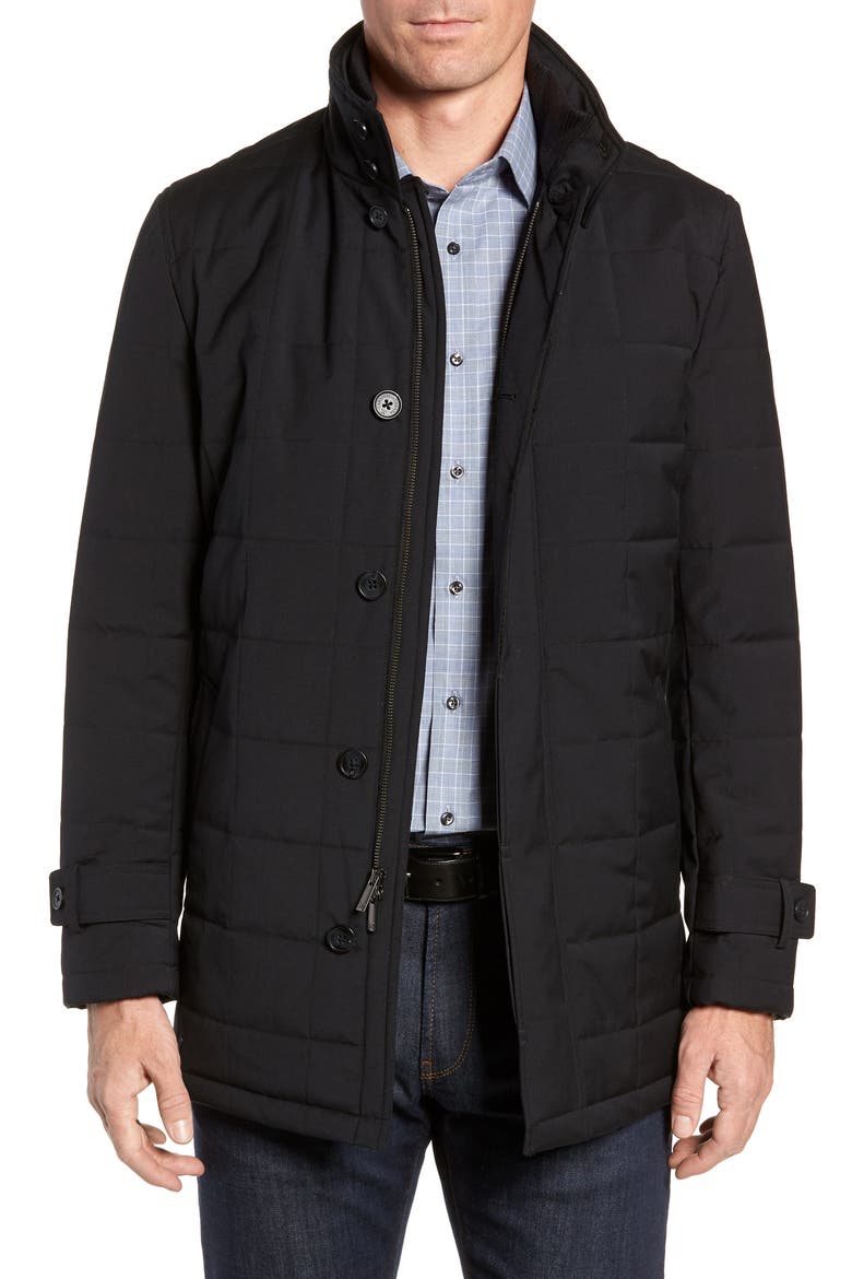 Quilted Car Coat, Main, color, BLACK