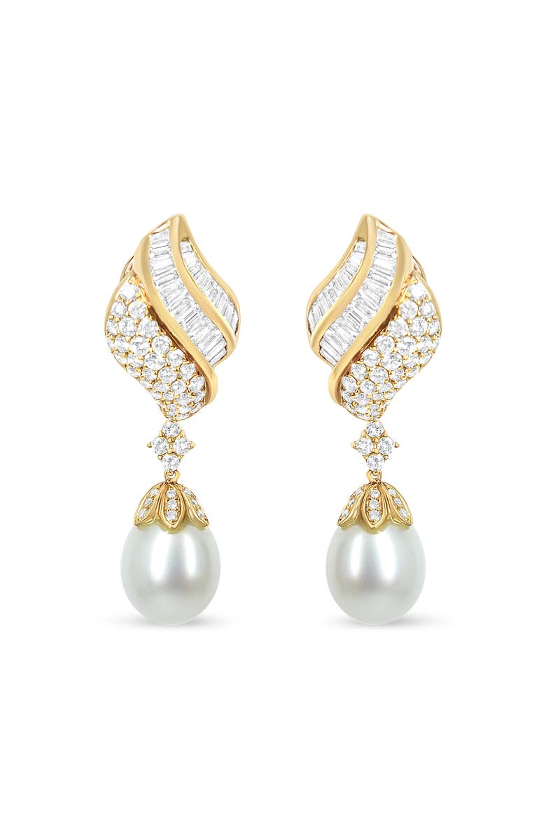 Haus of Brilliance 18k Yellow Gold 7 Cttw Diamond South Sea Pearl Dangle Earring, Alternate, color, Yellow