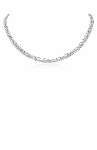Cubic Zirconia Layered Chain Necklace