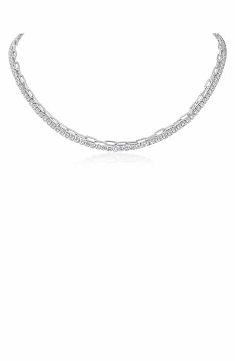 CZ by Kenneth Jay Lane Cubic Zirconia Layered Chain Necklace