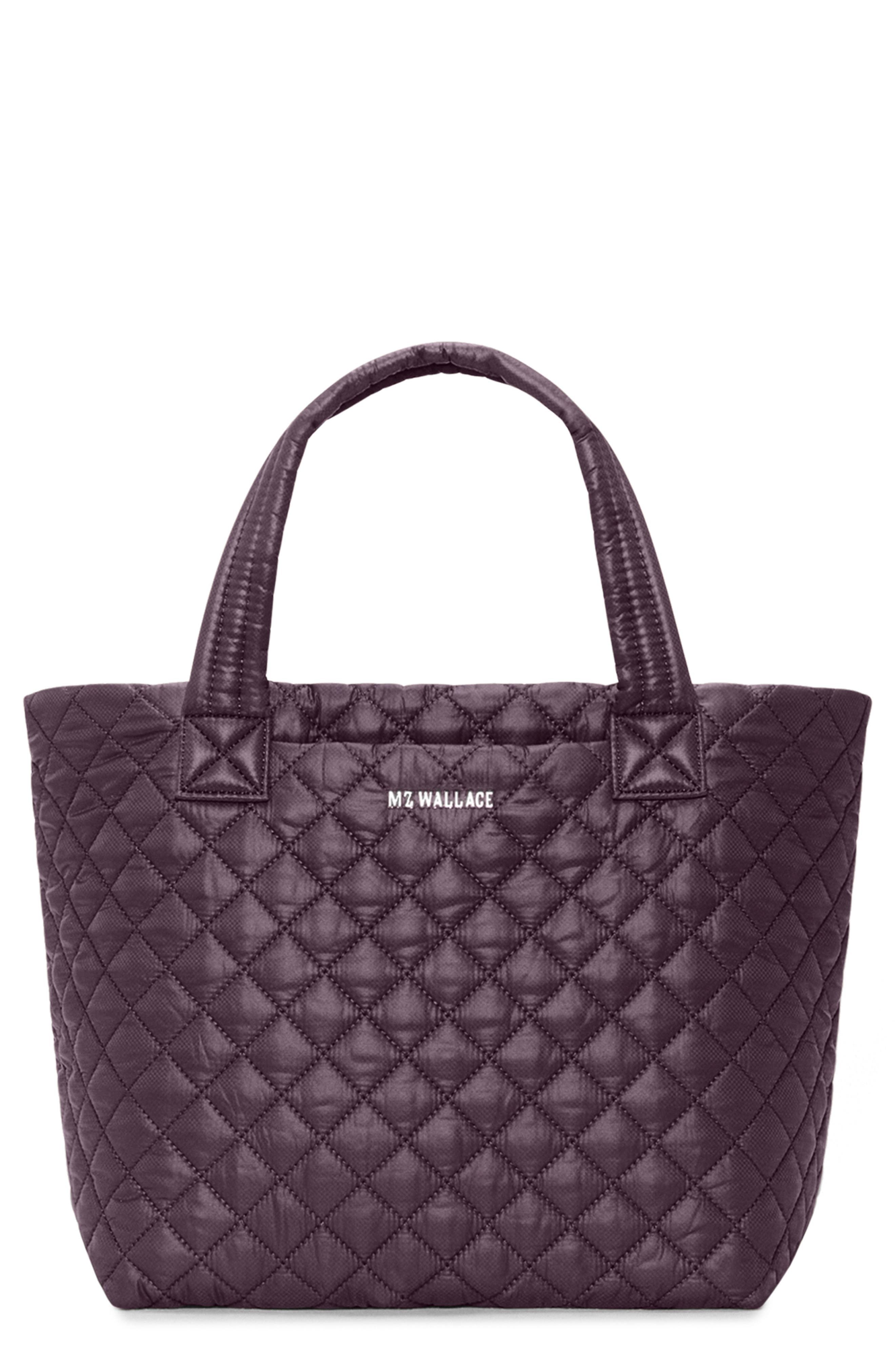 MZ Wallace Small Metro Deluxe Quilted Nylon Tote, Main, color, Raisin