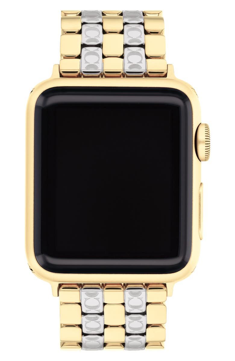 COACH Apple Watch<sup
®</sup
 Two-Tone Bracelet Watchband, Main, color, Gold