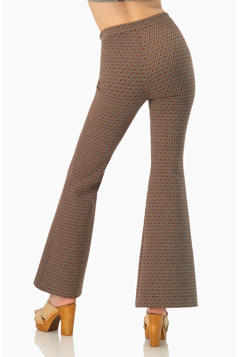Geometric Jacquard Flared Pants, Alternate, color, Brown