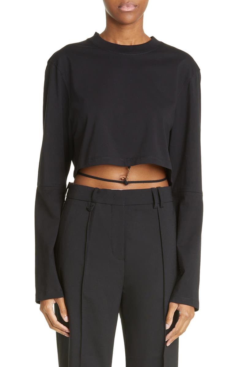 Jacquemus Le T-Shirt Pino Charm Logo Crop Top, Main, color,