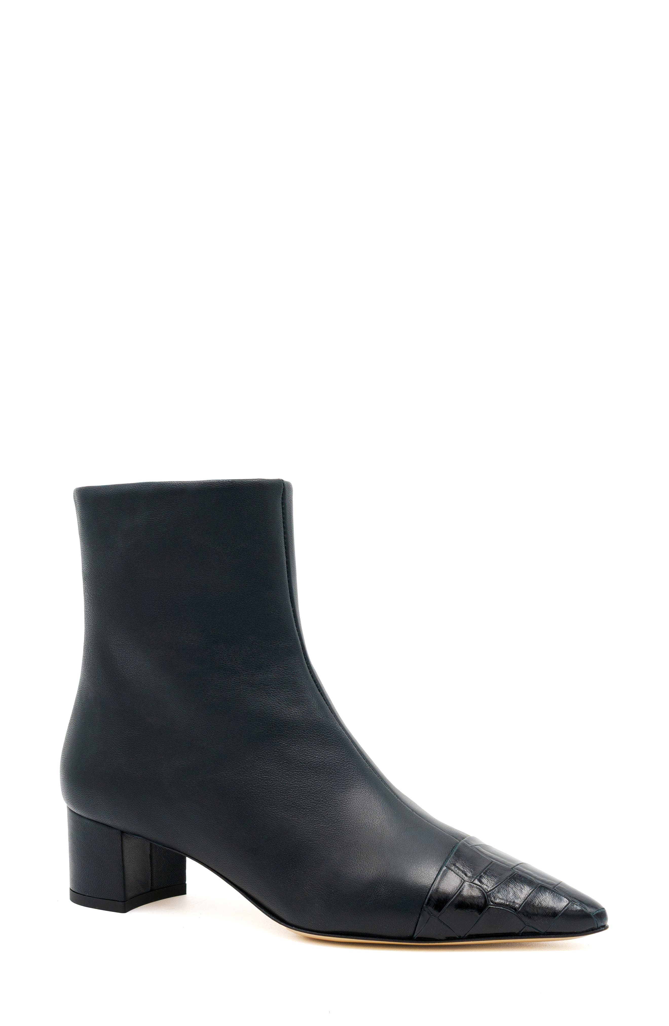 Panfilo Leather Bootie, Main, color, BLACK