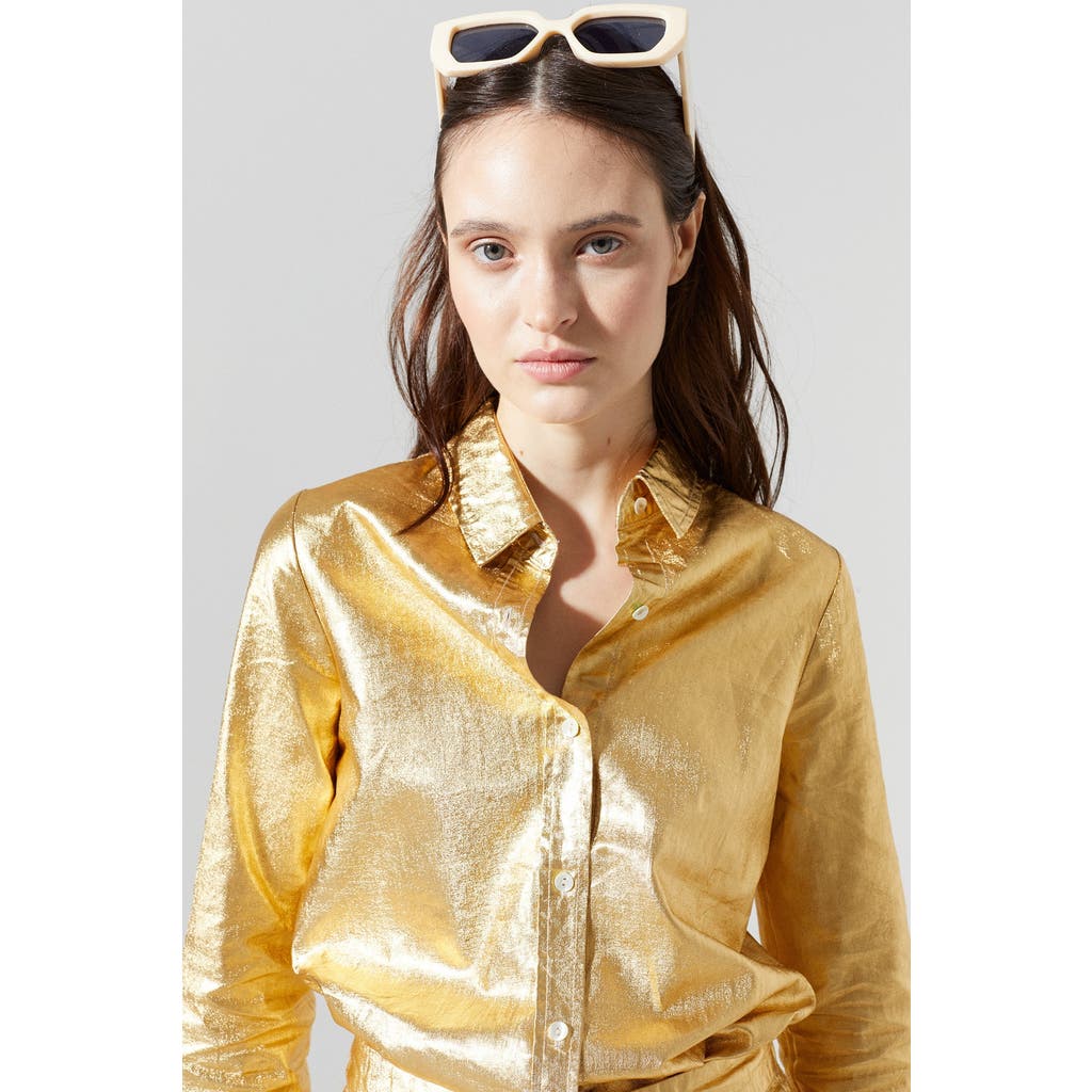 Lanhtropy San Marino Metallic Linen Top In Gold