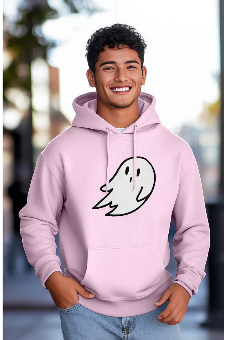 Giant Ghost Fleece Hoodie, Alternate, color, Light Pink