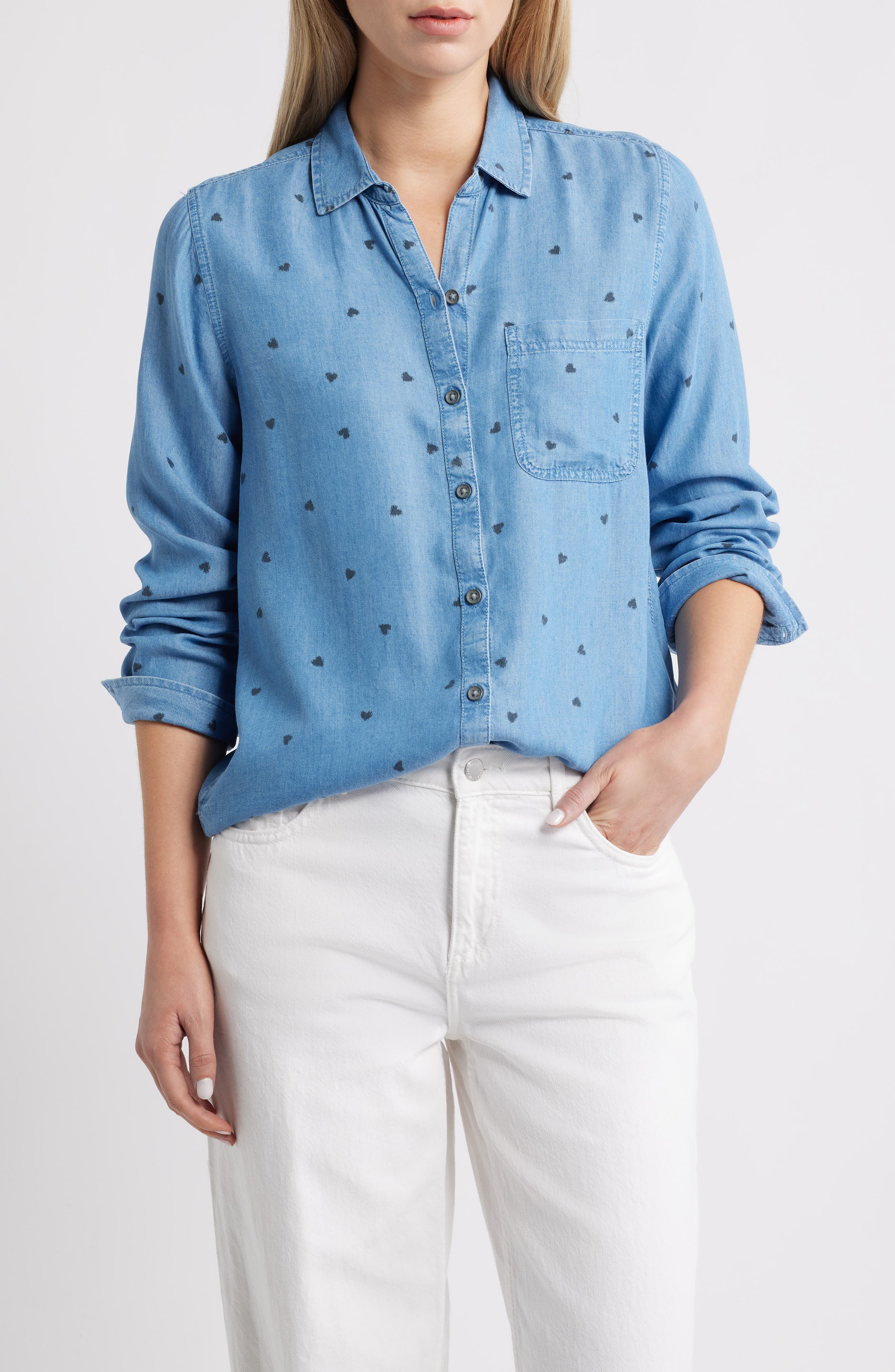beachlunchlounge Cassie Chambray Button-Up Shirt