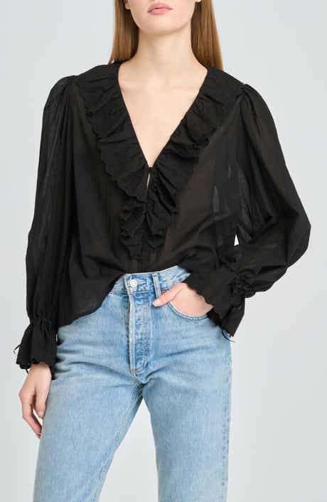 Helena Eyelet Ruffle Cotton Lawn Top