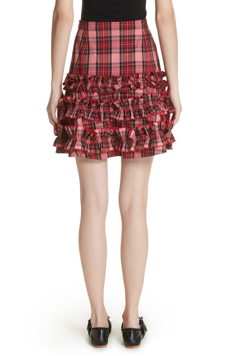 Em Ruffle Tartan Skirt, Alternate, color, PINK