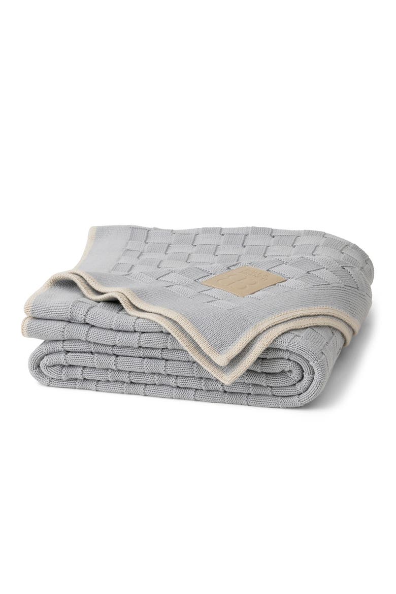 Basket Weave Knit Organic Cotton Throw Blanket, Main, color, SHORE/ SAND