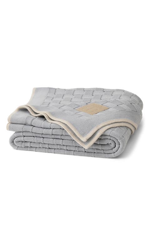 Basket Weave Knit Organic Cotton Throw Blanket