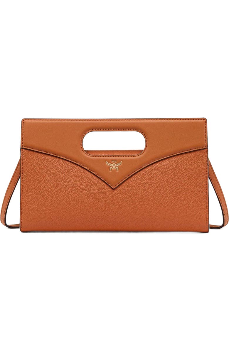 MCM Diamond Tote in Embossed Leather, Main, color, Cognac