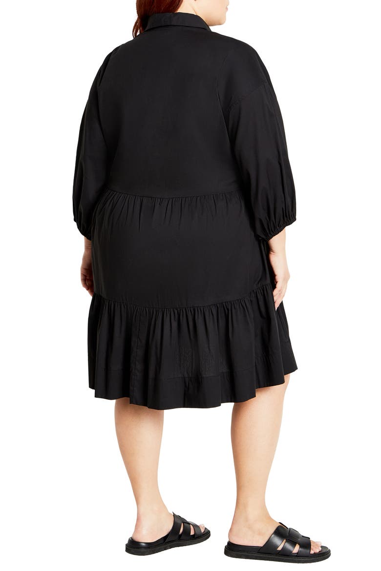 Vanessa Tiered Shirtdress, Alternate, color, BLACK